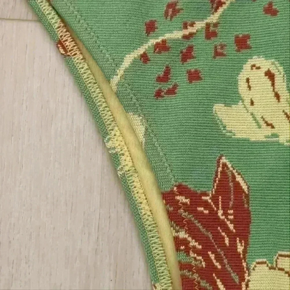 AERIE | Women's Green/Brown/Yellow  Floral Cheekiest Textured Bikini Bot… - Picture 2 of 3